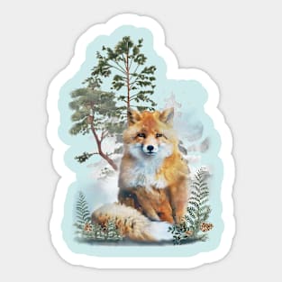 Forest Red Fox Watercolor Sticker